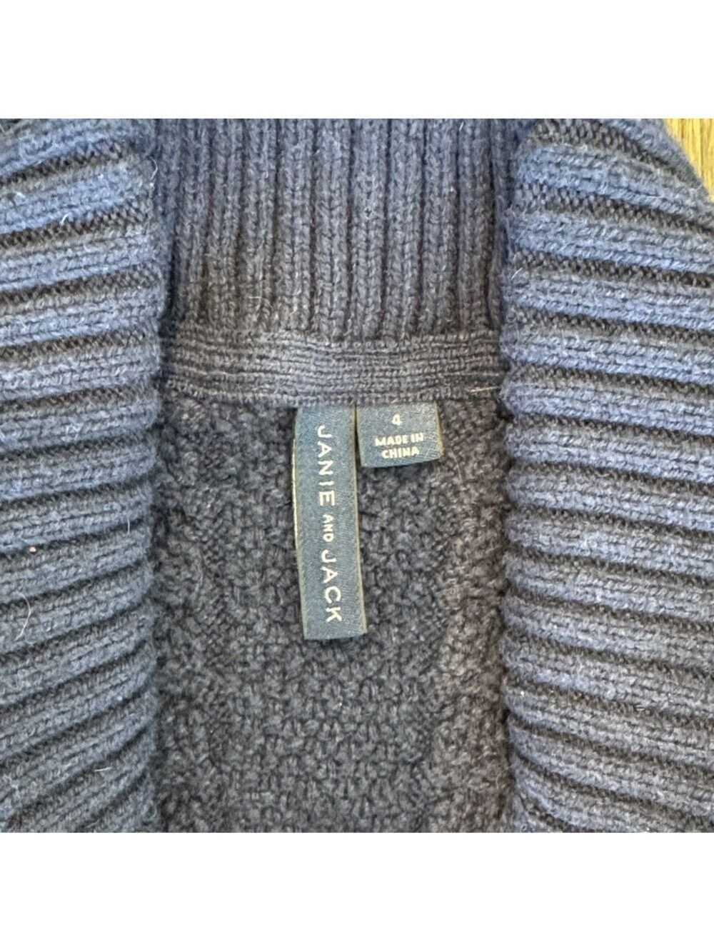 Janie and Jack Navy Cable Knit Shawl Collar Cardigan - Picture 2 of 4